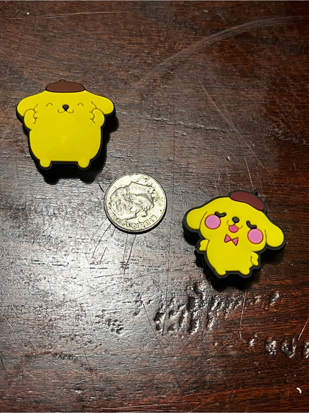 PompomPurin Hello Kitty & Friends Yellow Cartoon Puppy Shoe Charms jibbitz 2 pcs